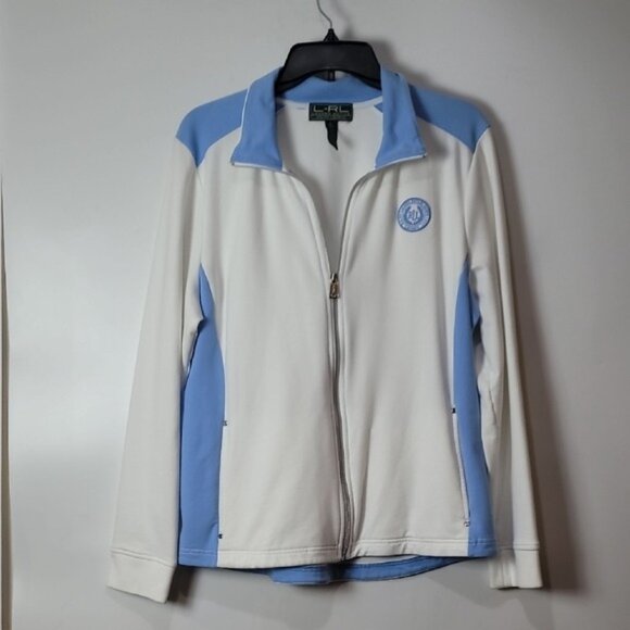 Lauren Active Womens White & Blue Track Jacket XL Cotton Polyester Blend - Picture 2 of 13